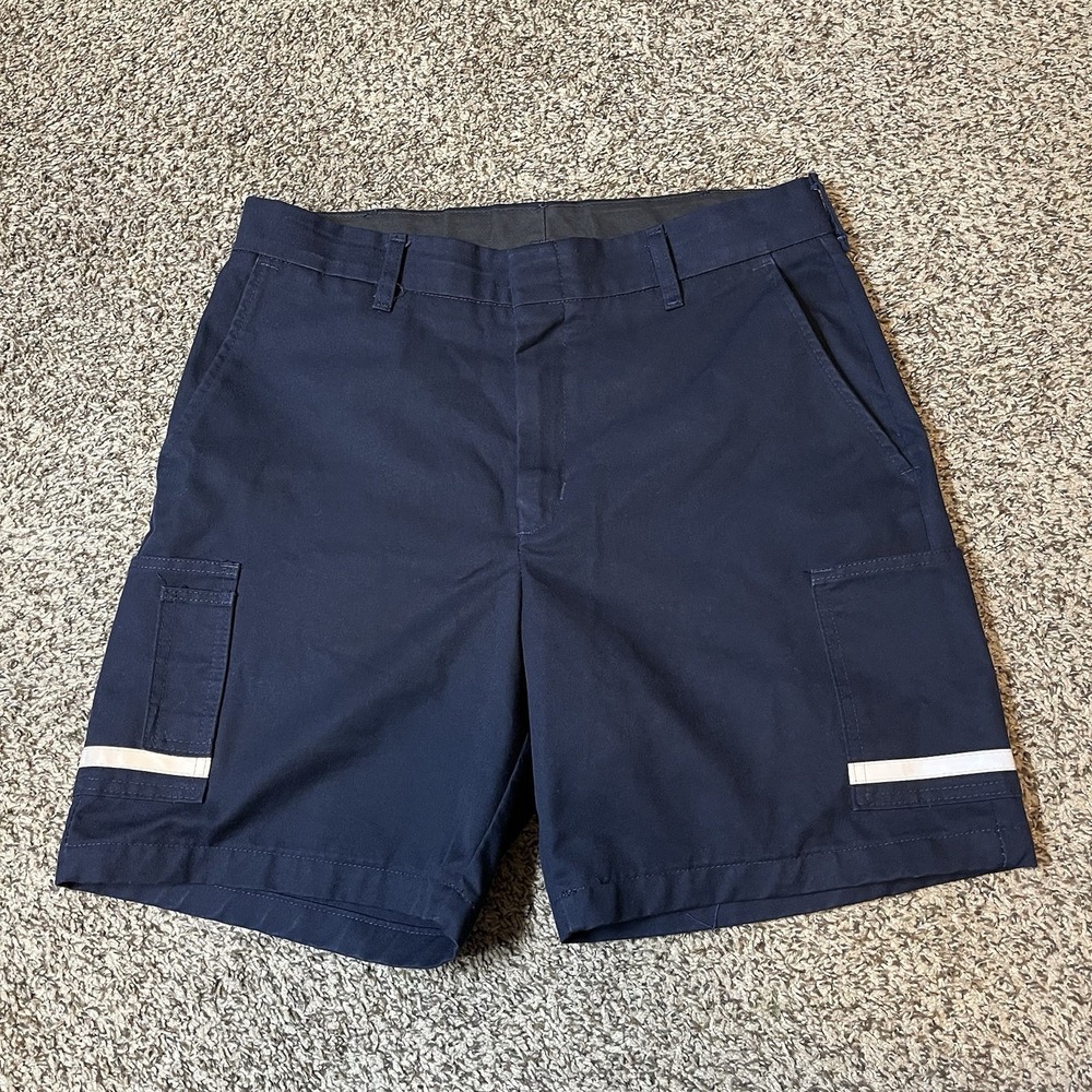 FedEx Stan Herman VF Imagewear Navy Blue Cargo Work Shorts Mens 34S Reflective